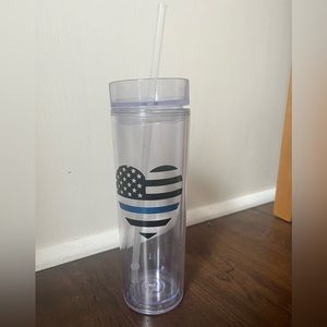 Blue line heart tumbler